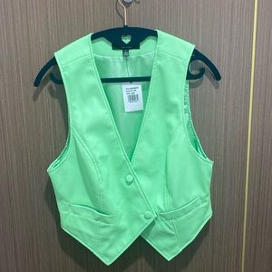 AFRM lime green faux leather vest